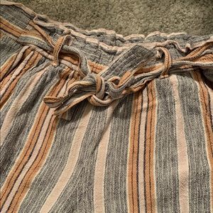 Flowy Tie-Up Striped Wide-Leg summer Pants